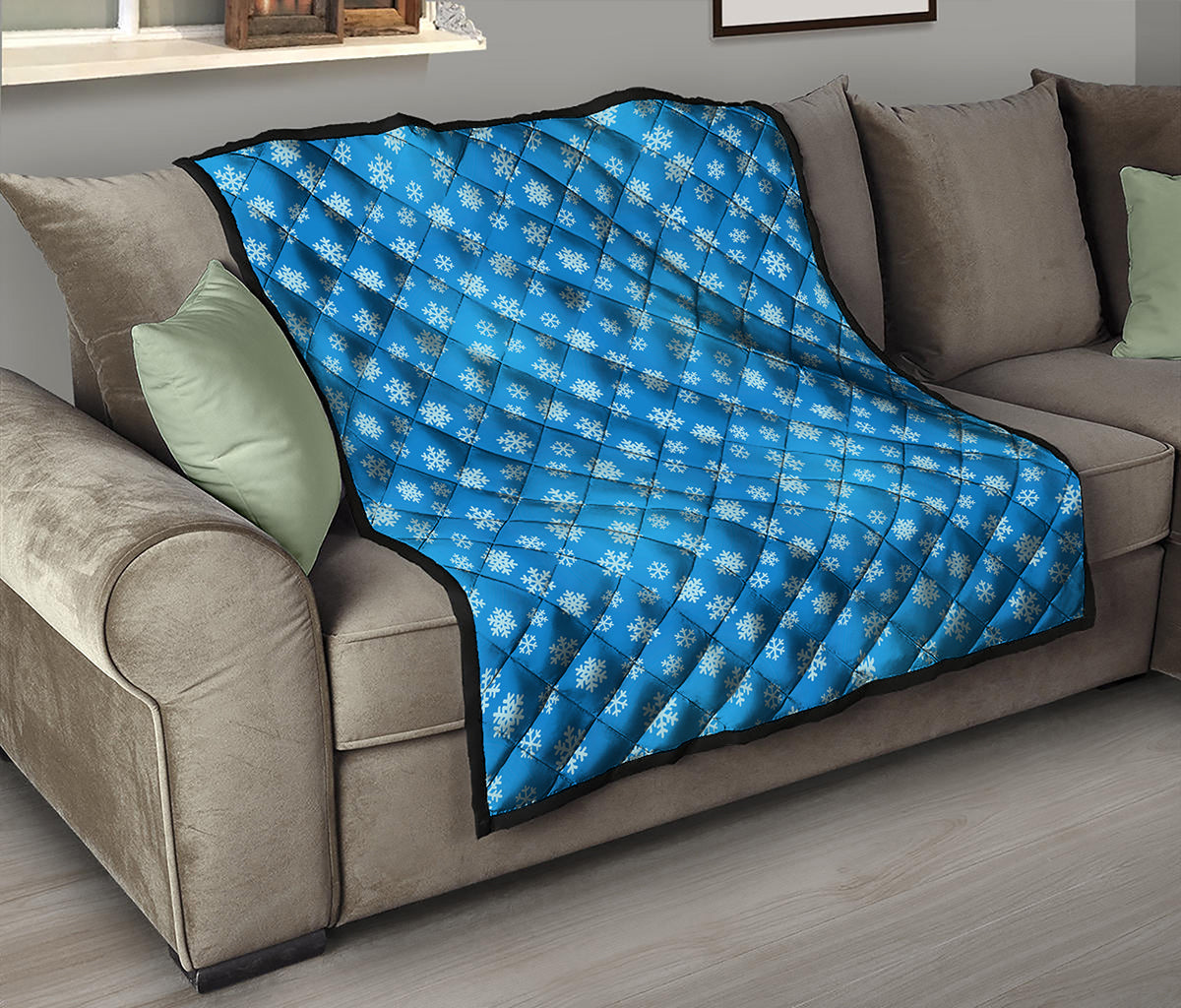 Blue Snowflake Pattern Print Quilt