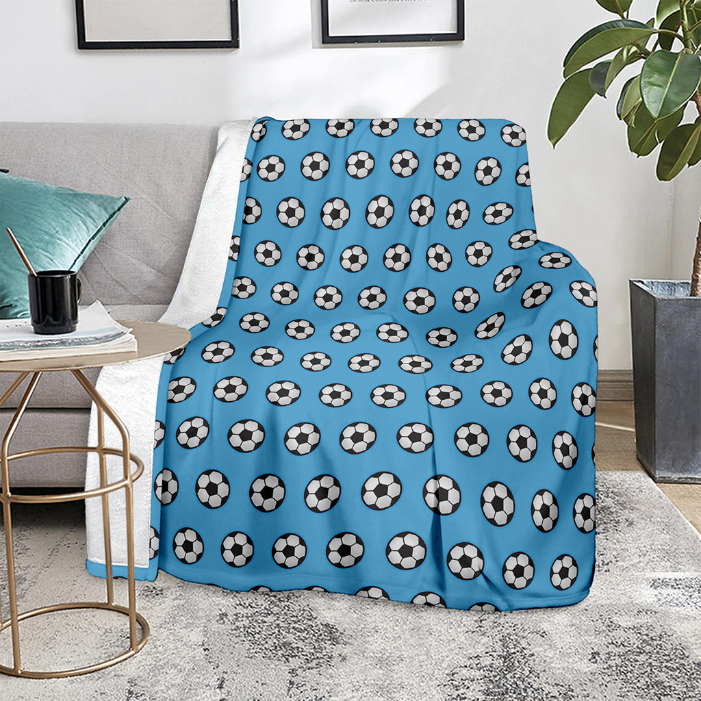 Blue Soccer Ball Pattern Print Blanket