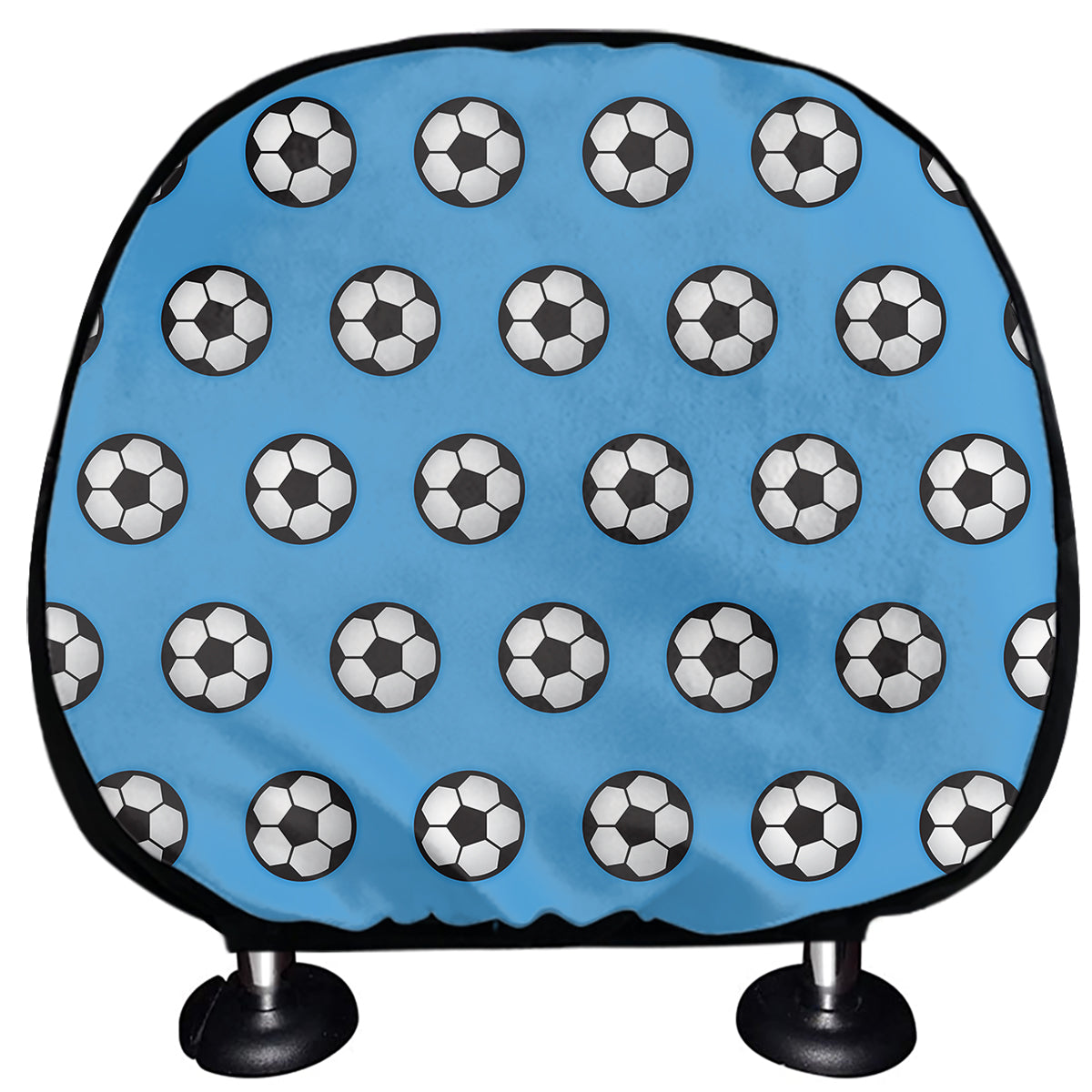 Blue Soccer Ball Pattern Print Car Headrest Covers