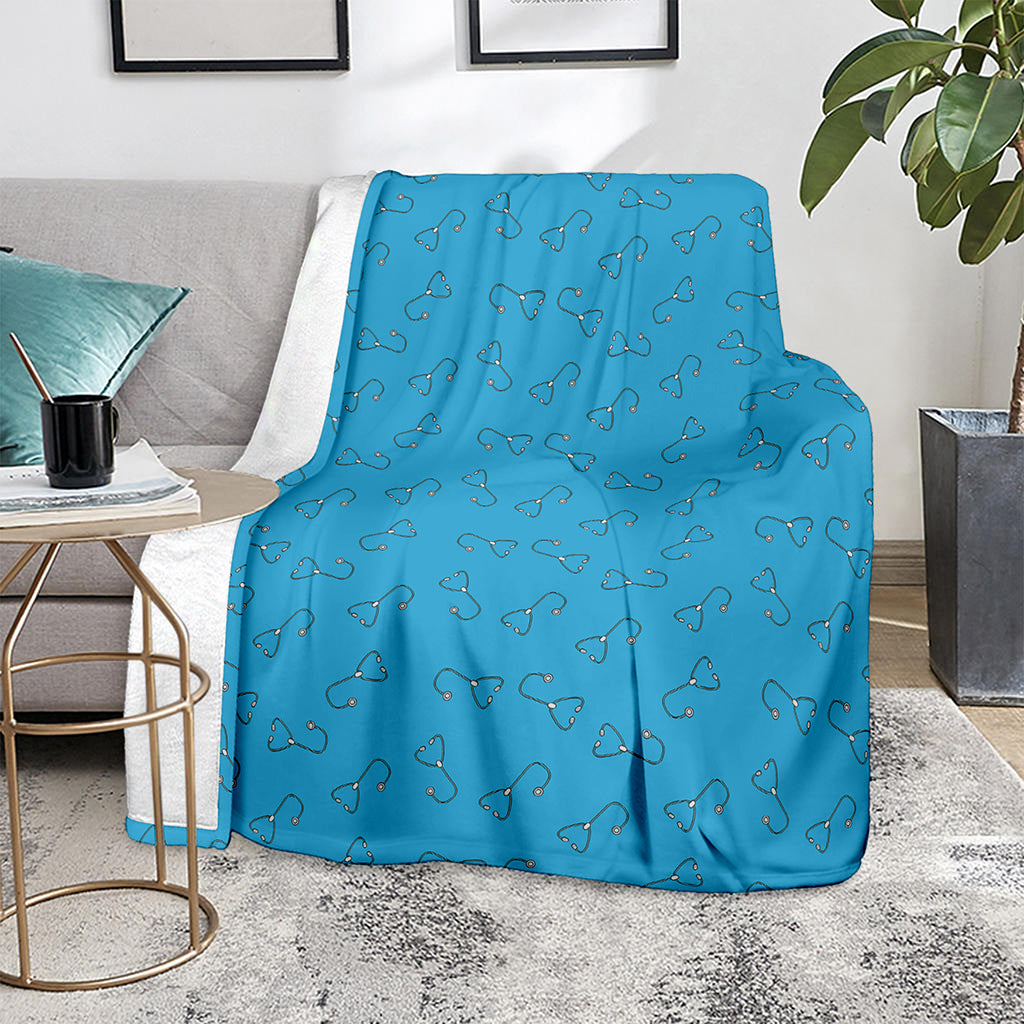 Blue Stethoscope Pattern Print Blanket