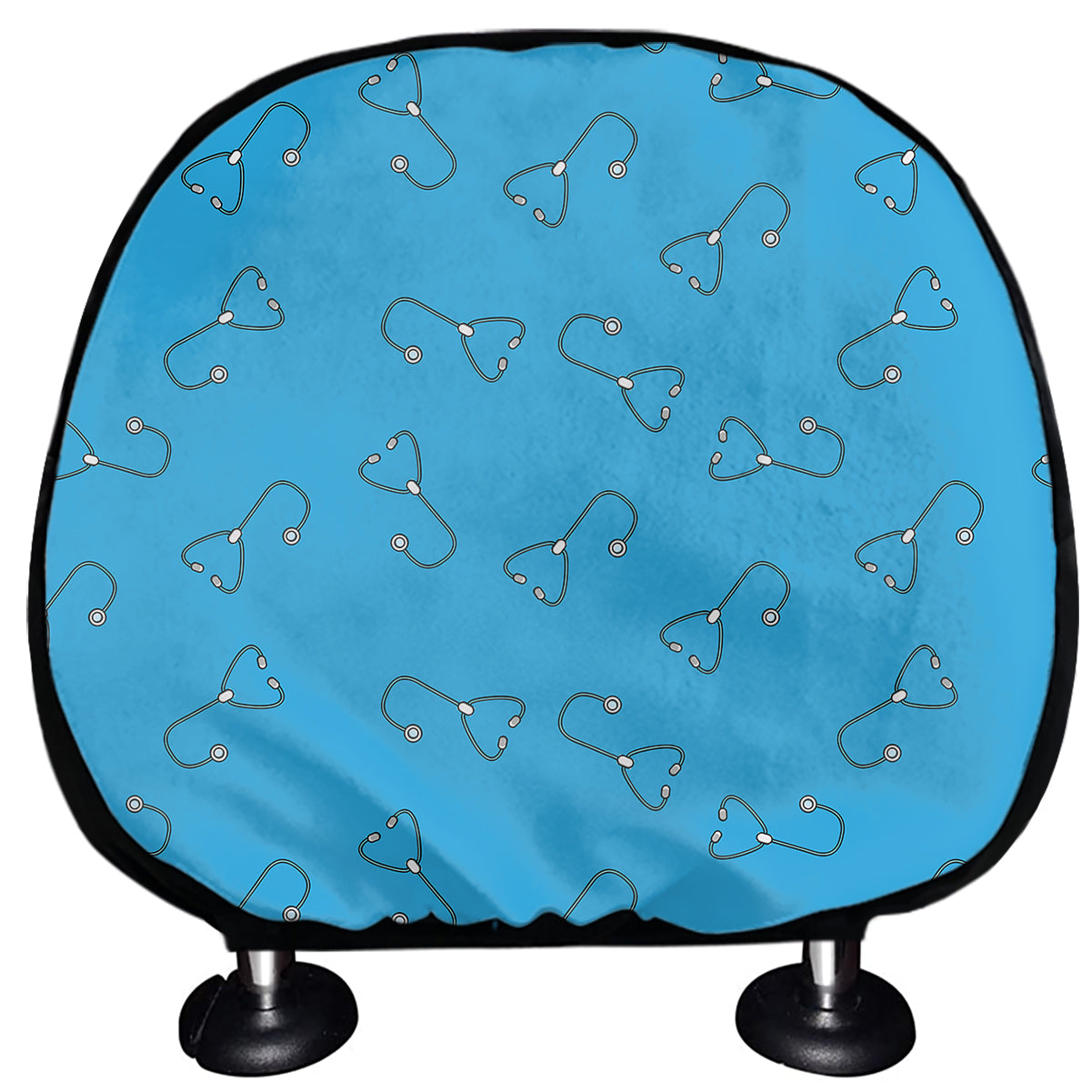 Blue Stethoscope Pattern Print Car Headrest Covers
