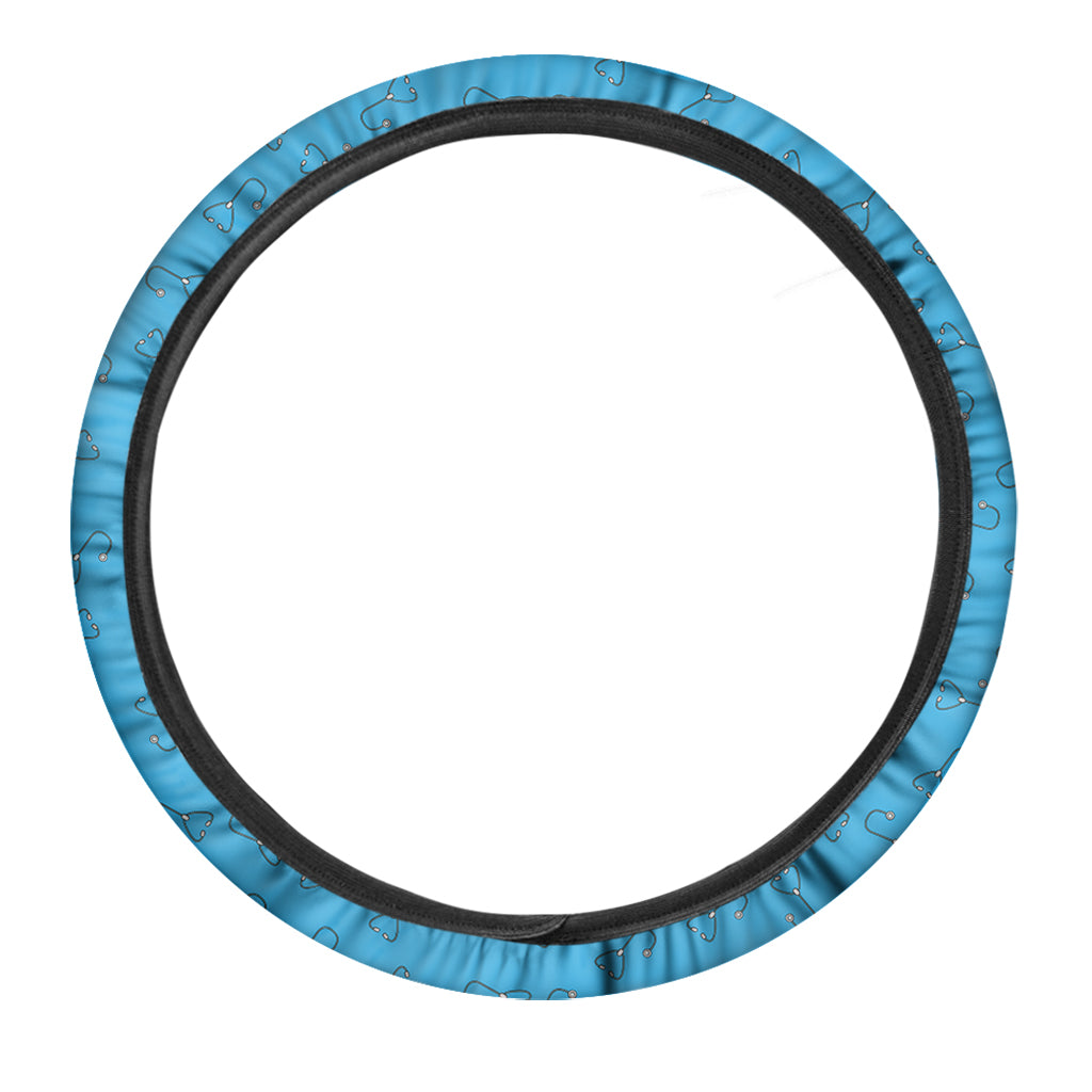 Blue Stethoscope Pattern Print Car Steering Wheel Cover