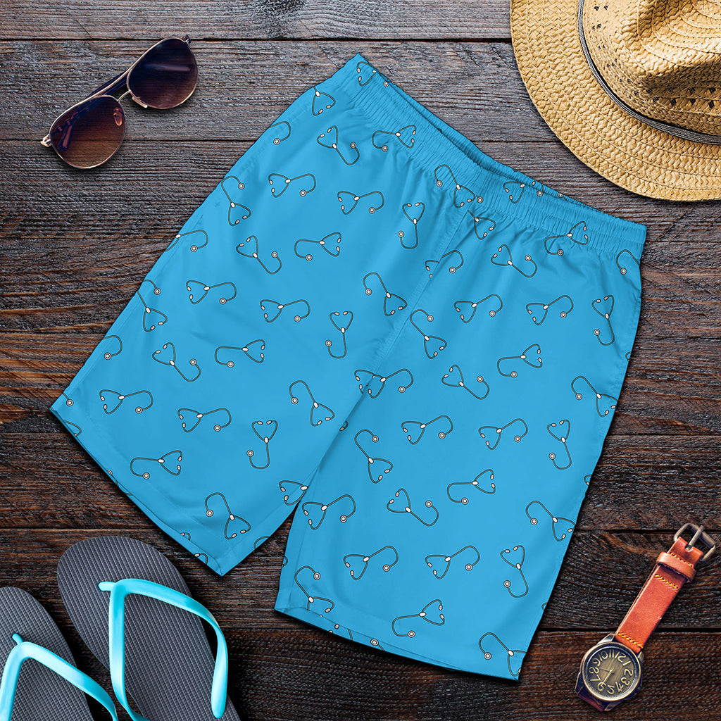 Blue Stethoscope Pattern Print Men's Shorts