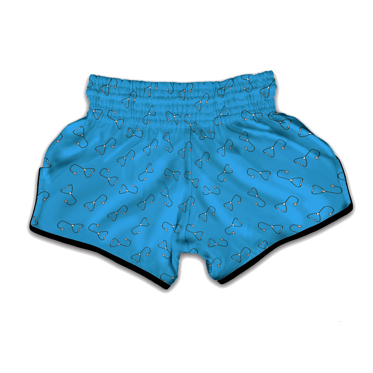 Blue Stethoscope Pattern Print Muay Thai Boxing Shorts