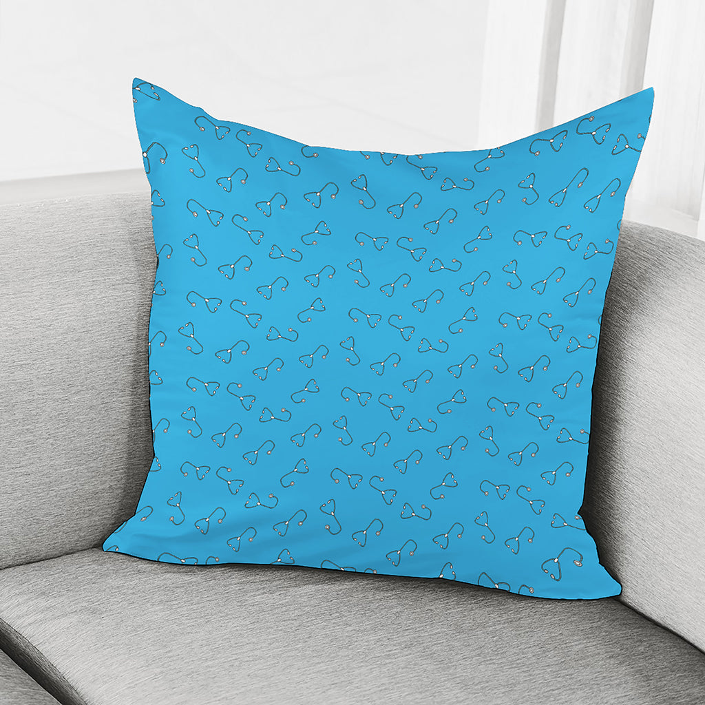 Blue Stethoscope Pattern Print Pillow Cover