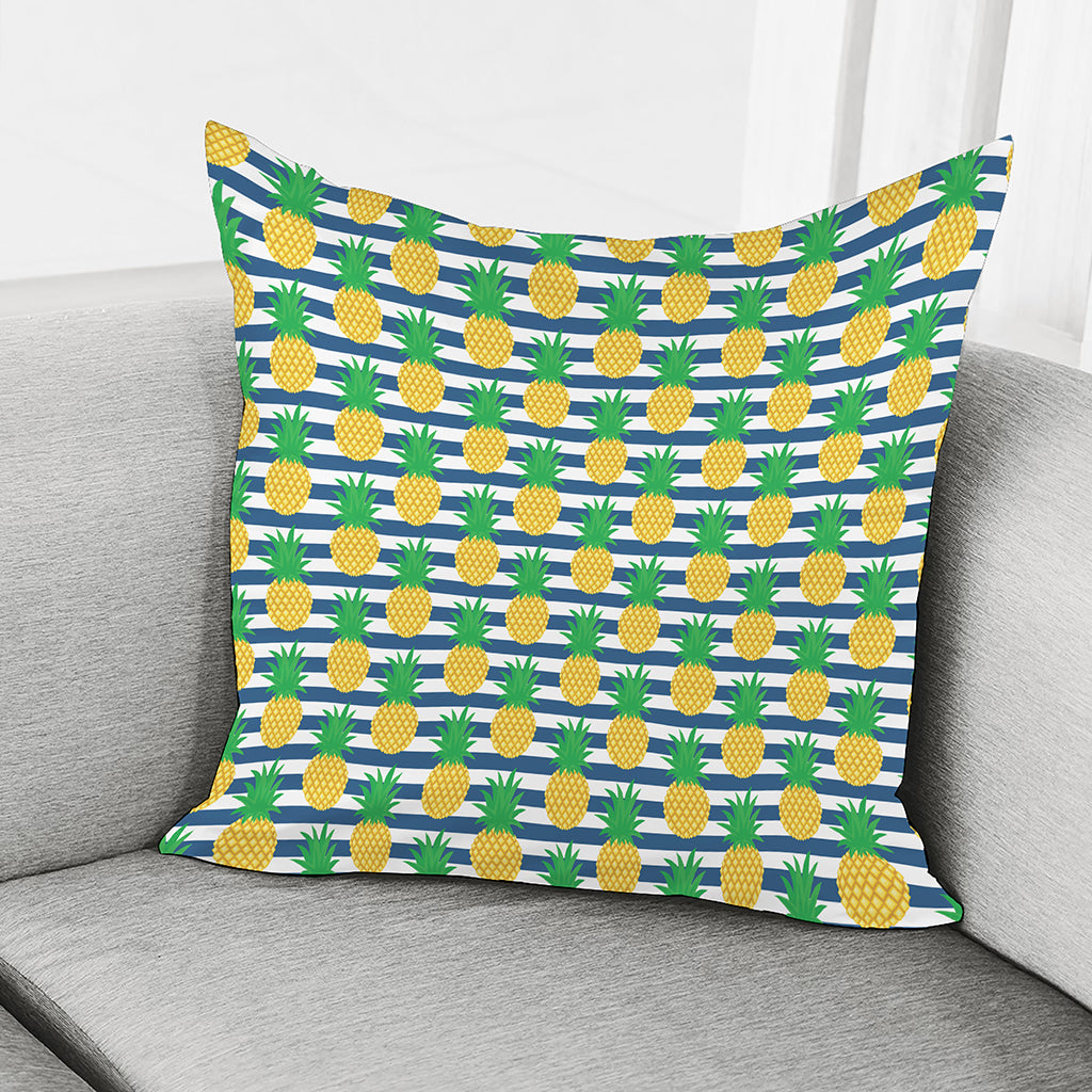 Blue Striped Pineapple Pattern Print Pillow Cover