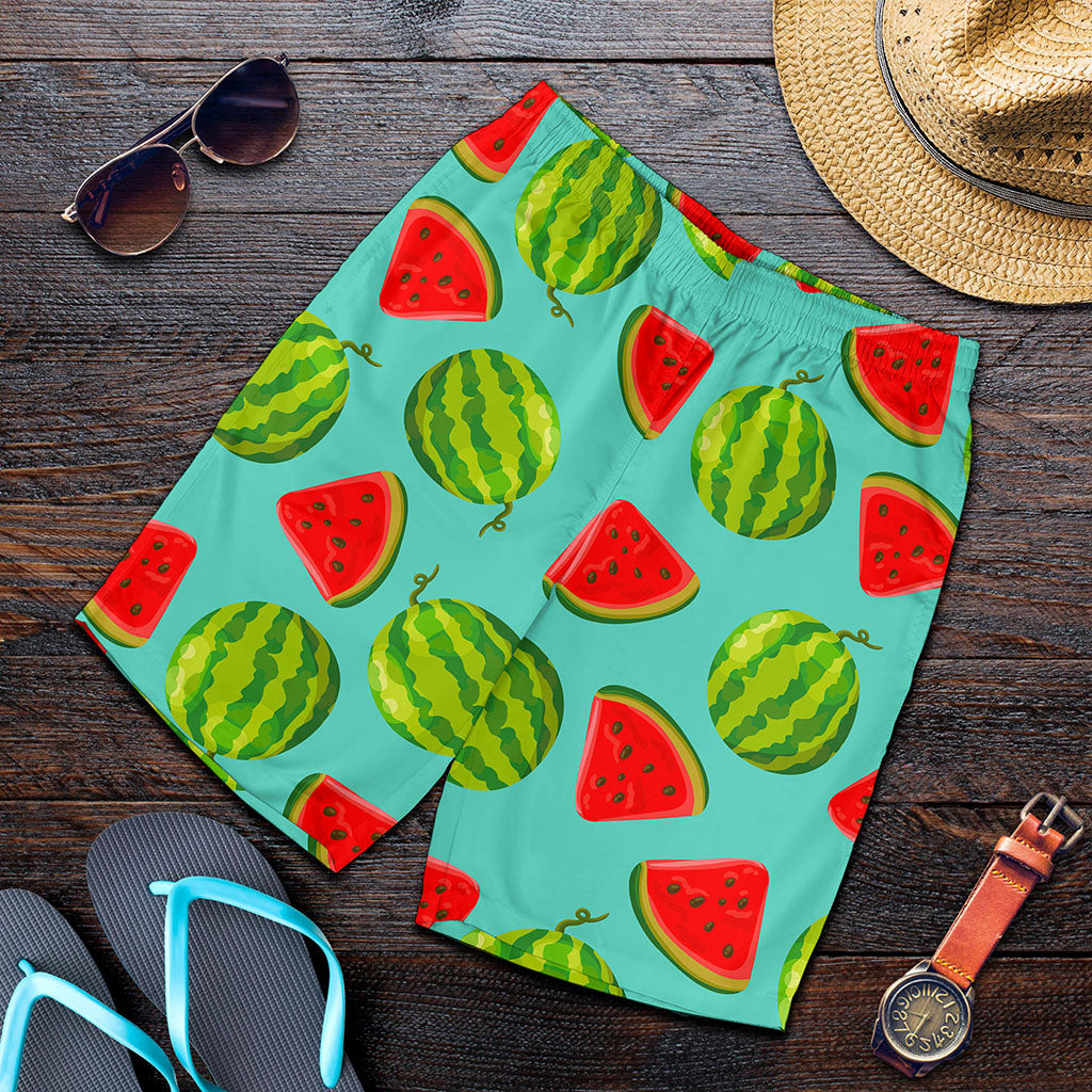 Blue Summer Watermelon Pattern Print Men's Shorts
