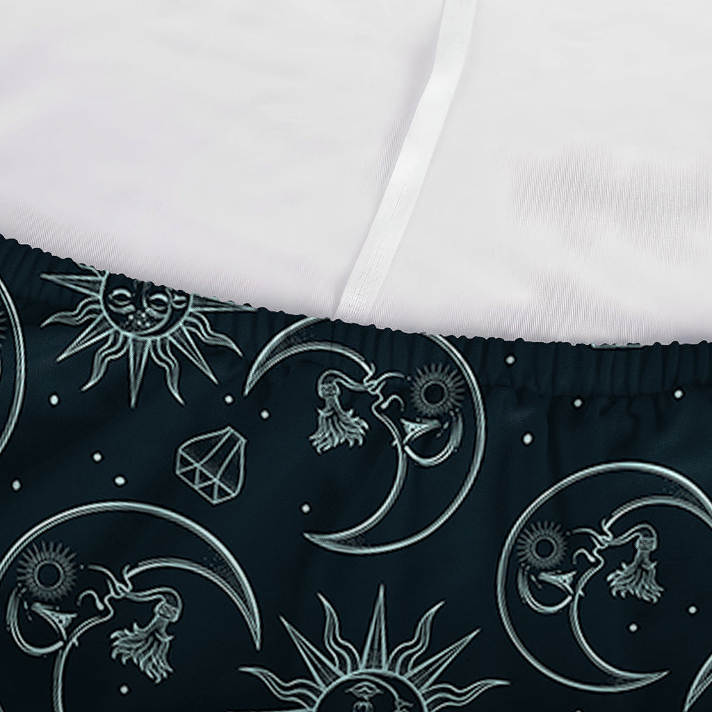 Blue Sun And Moon Pattern Print Sofa Cover