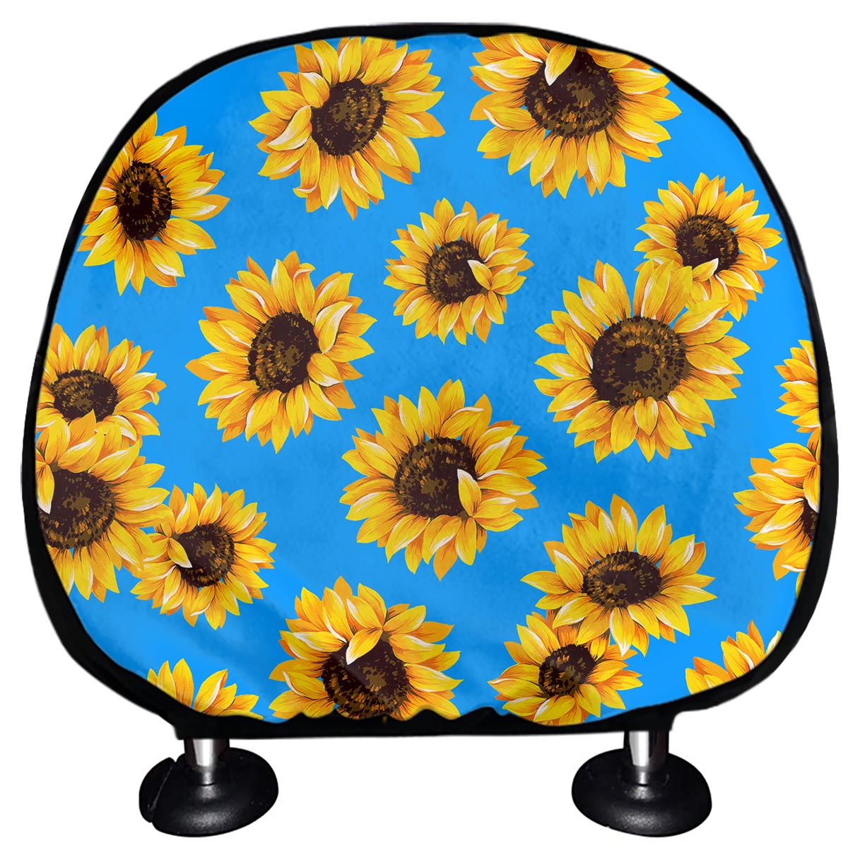 Blue Sunflower Pattern Print Car Headrest Covers