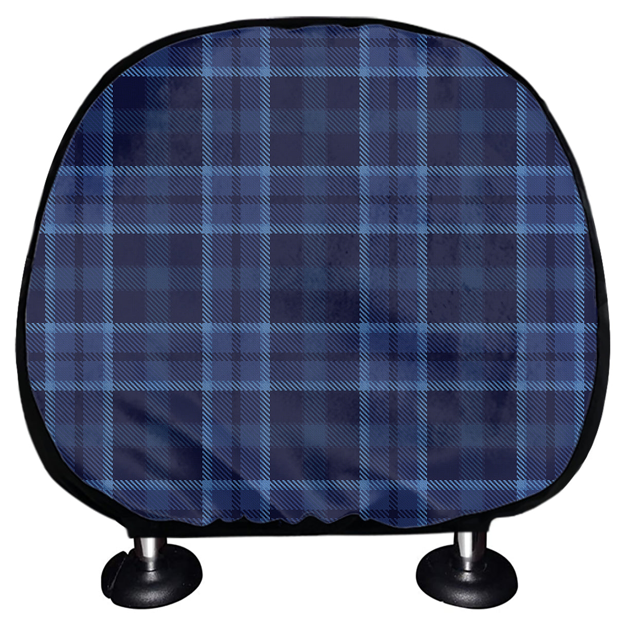Blue Tartan Pattern Print Car Headrest Covers