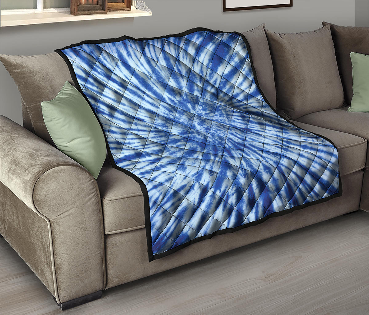 Blue Tie Dye Print Quilt