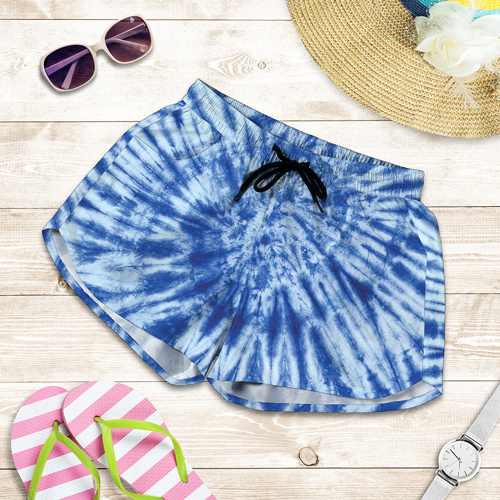 Blue Tie Dye Print Women's Shorts