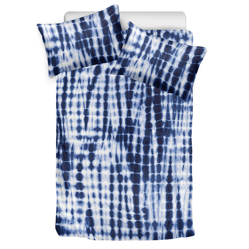 Blue Tie Dye Shibori Print Duvet Cover Bedding Set