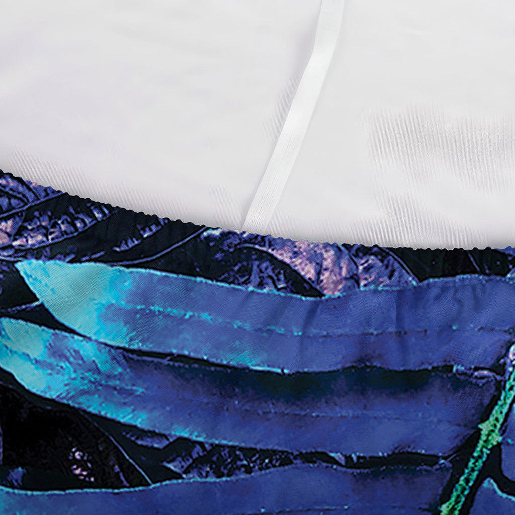 Blue Tropical Leaves Print Sofa Cover