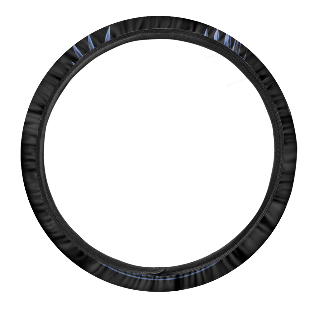 Blue Viking God Odin And Crow Print Car Steering Wheel Cover