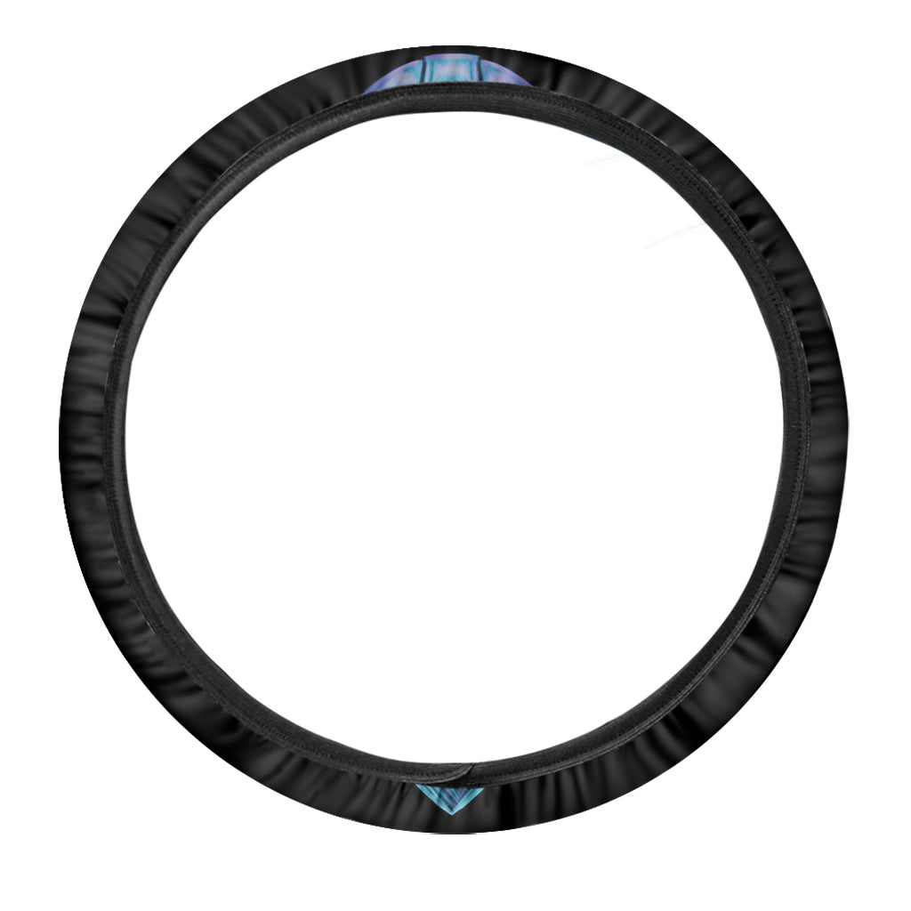 Blue Viking Norse God Odin Print Car Steering Wheel Cover