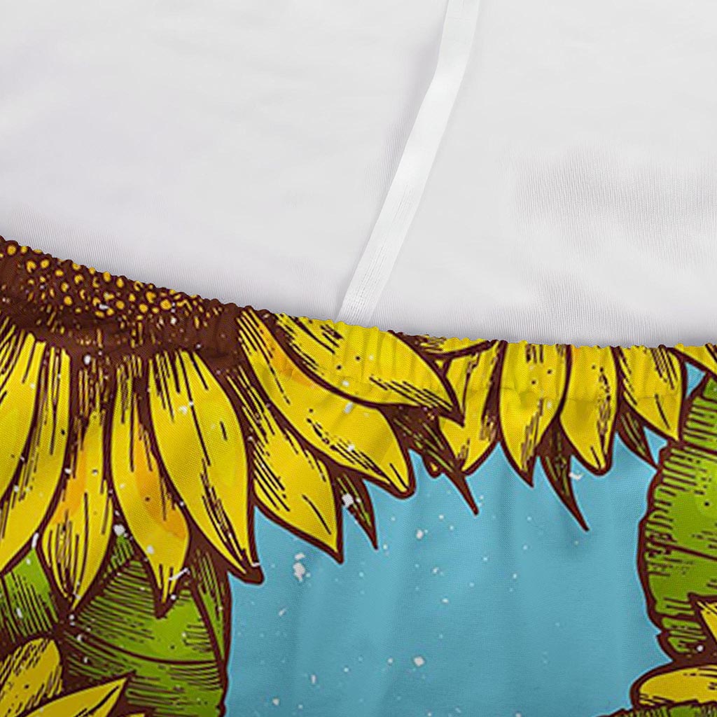 Blue Vintage Sunflower Pattern Print Sofa Cover