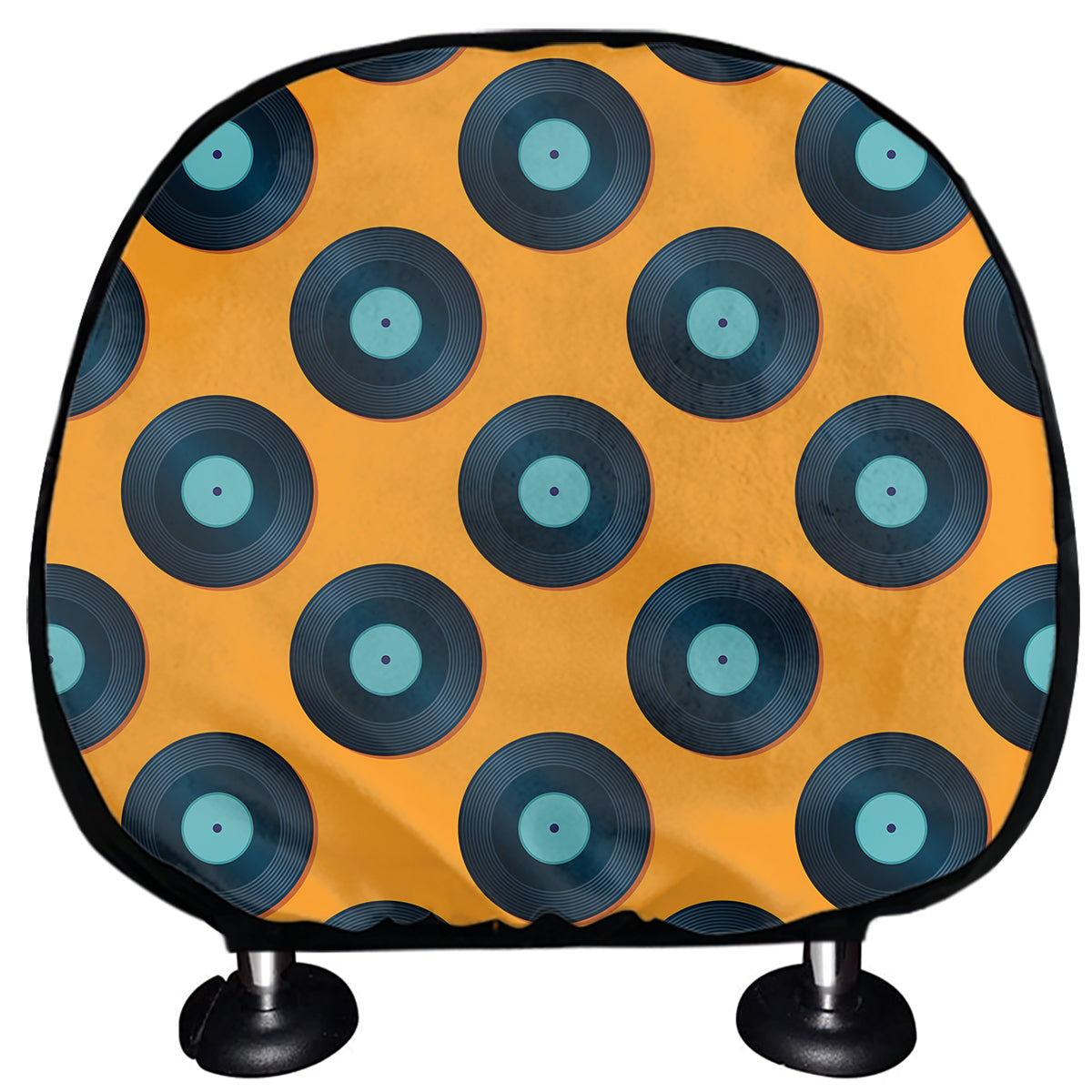 Blue Vinyl Record Pattern Print Car Headrest Covers