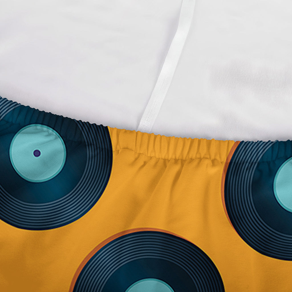 Blue Vinyl Record Pattern Print Sofa Cover