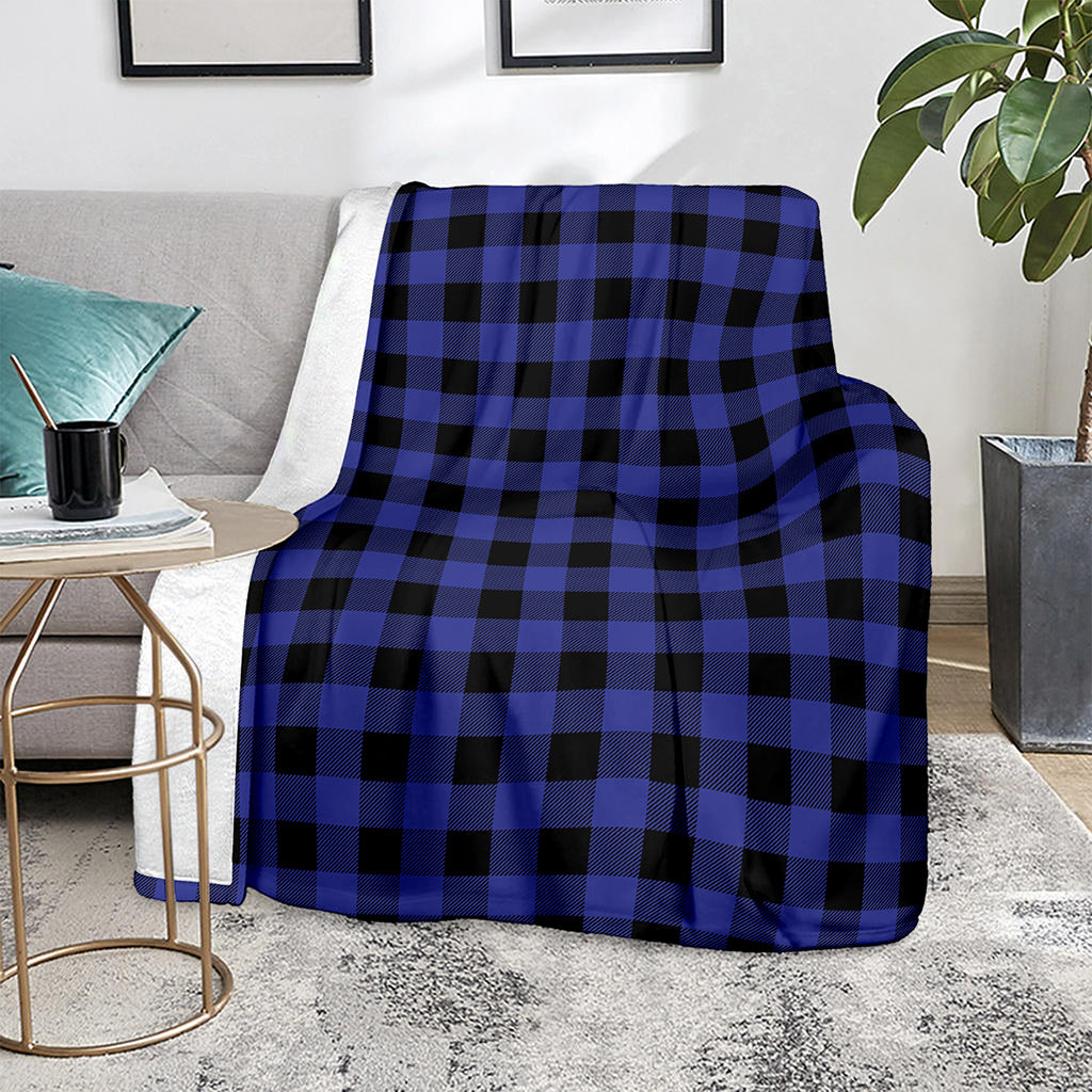 Blue Violet And Black Buffalo Check Print Blanket