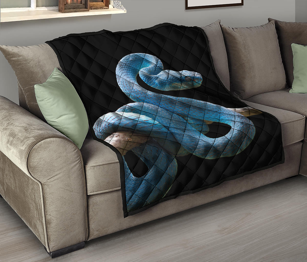 Blue Viper Snake Print Quilt