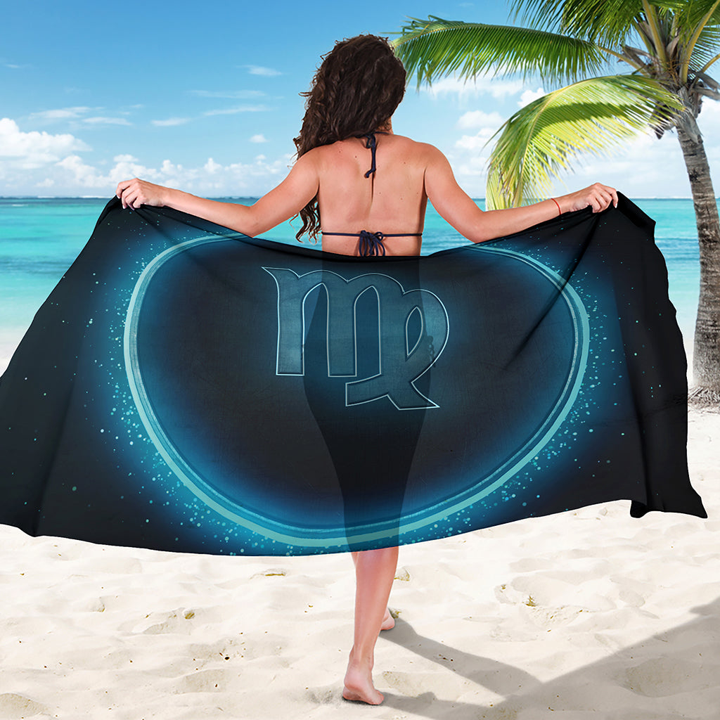 Blue Virgo Zodiac Sign Print Beach Sarong Wrap