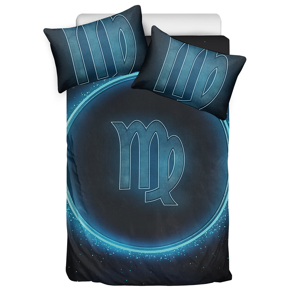 Blue Virgo Zodiac Sign Print Duvet Cover Bedding Set