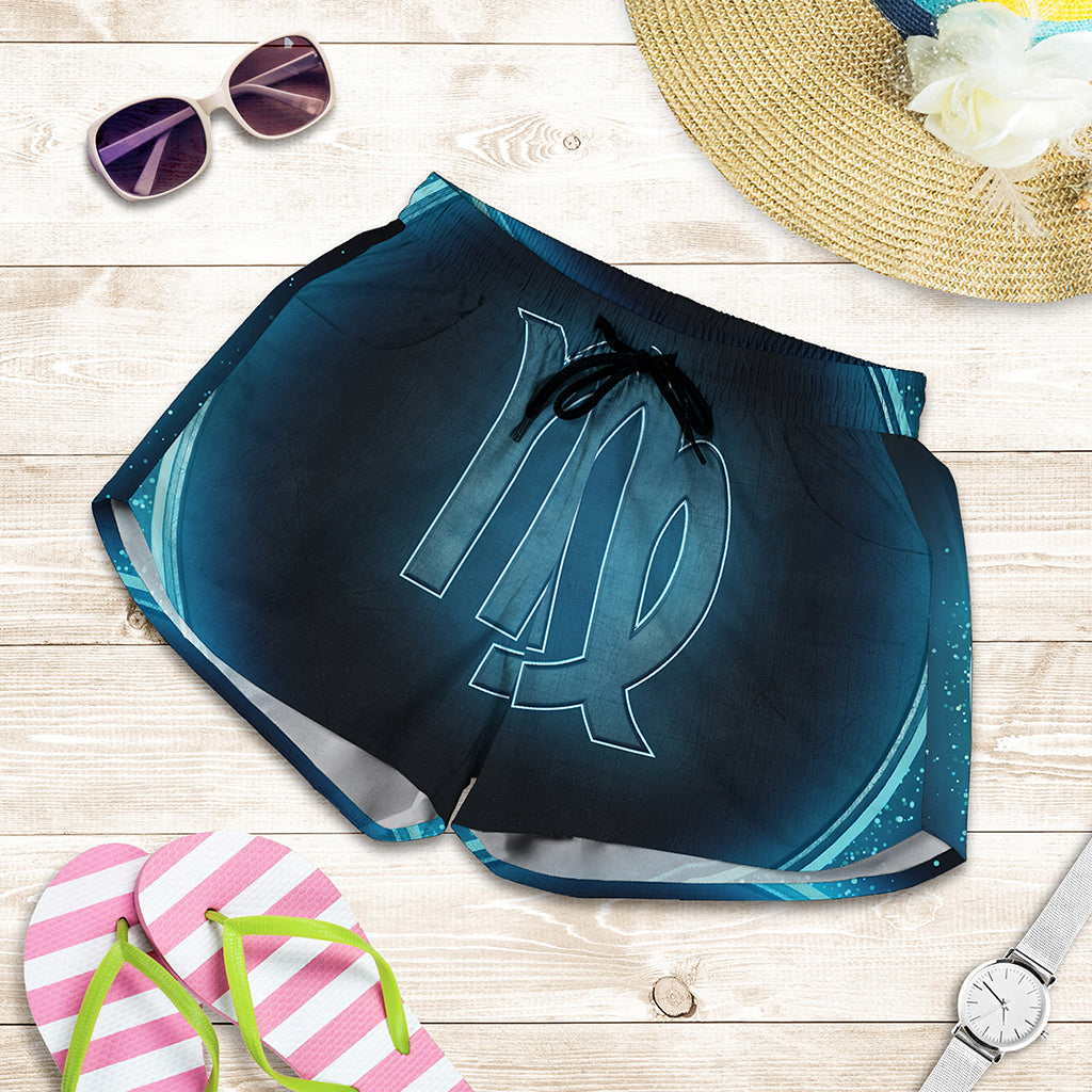 Blue Virgo Zodiac Sign Print Women's Shorts