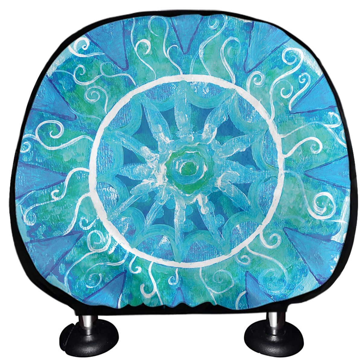 Blue Vishuddha Chakra Mandala Print Car Headrest Covers