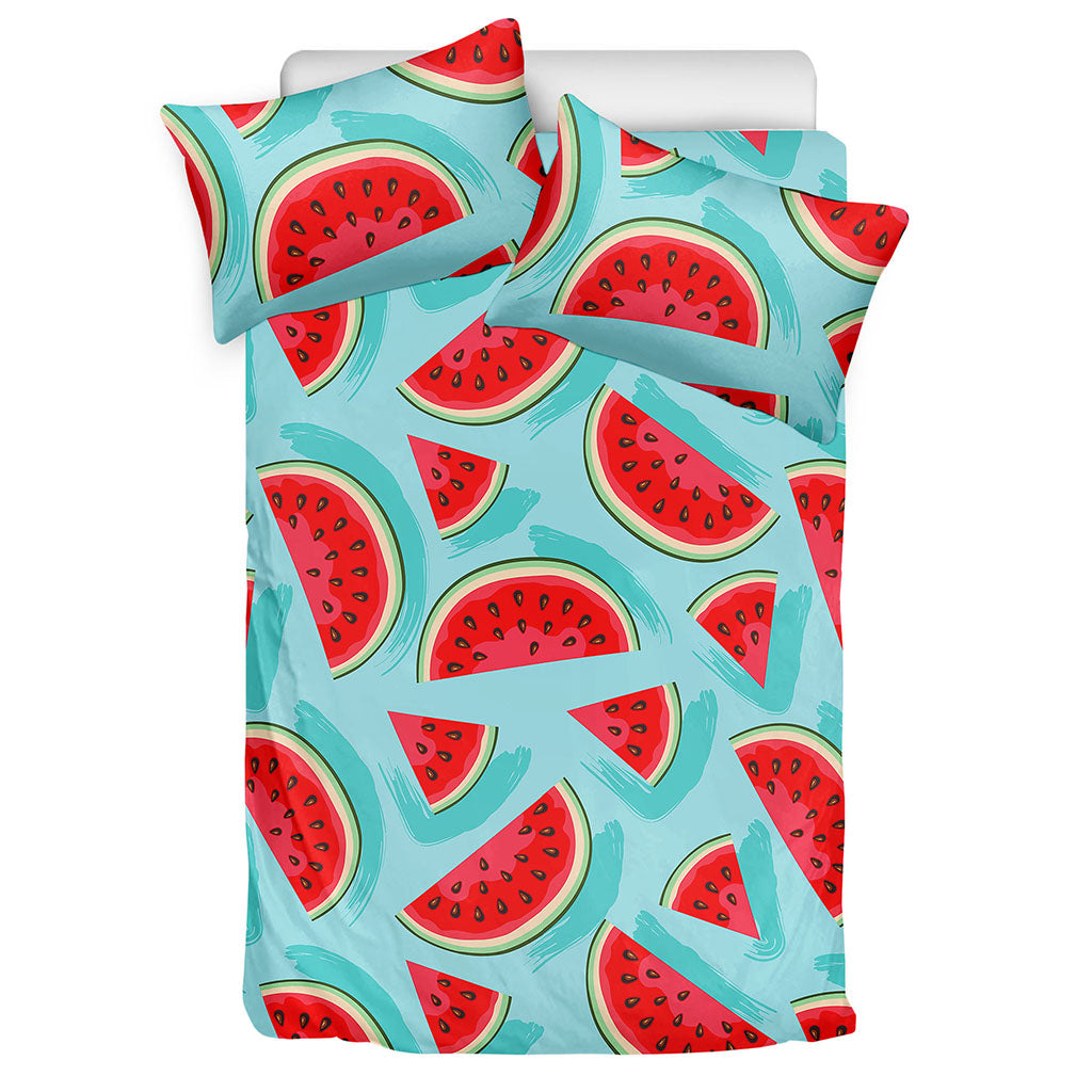 Blue Watermelon Pieces Pattern Print Duvet Cover Bedding Set