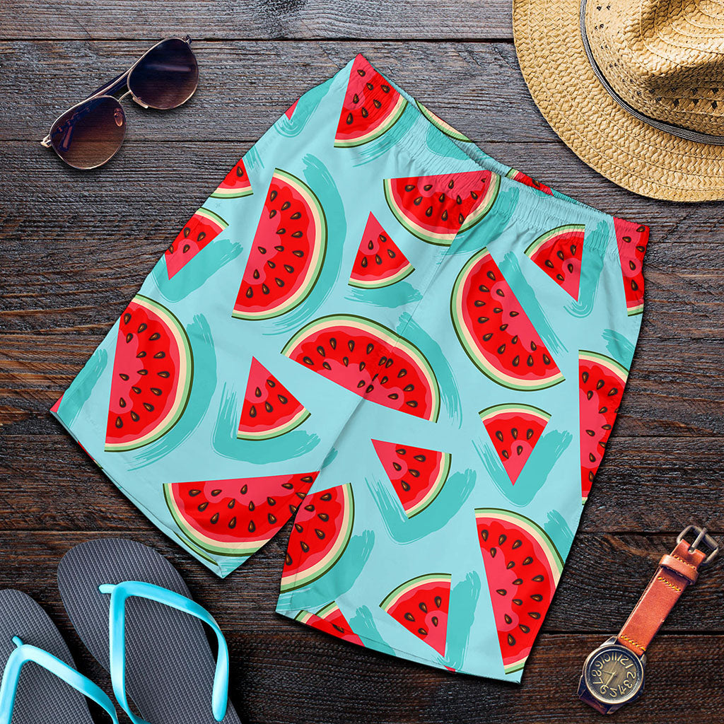 Blue Watermelon Pieces Pattern Print Men's Shorts