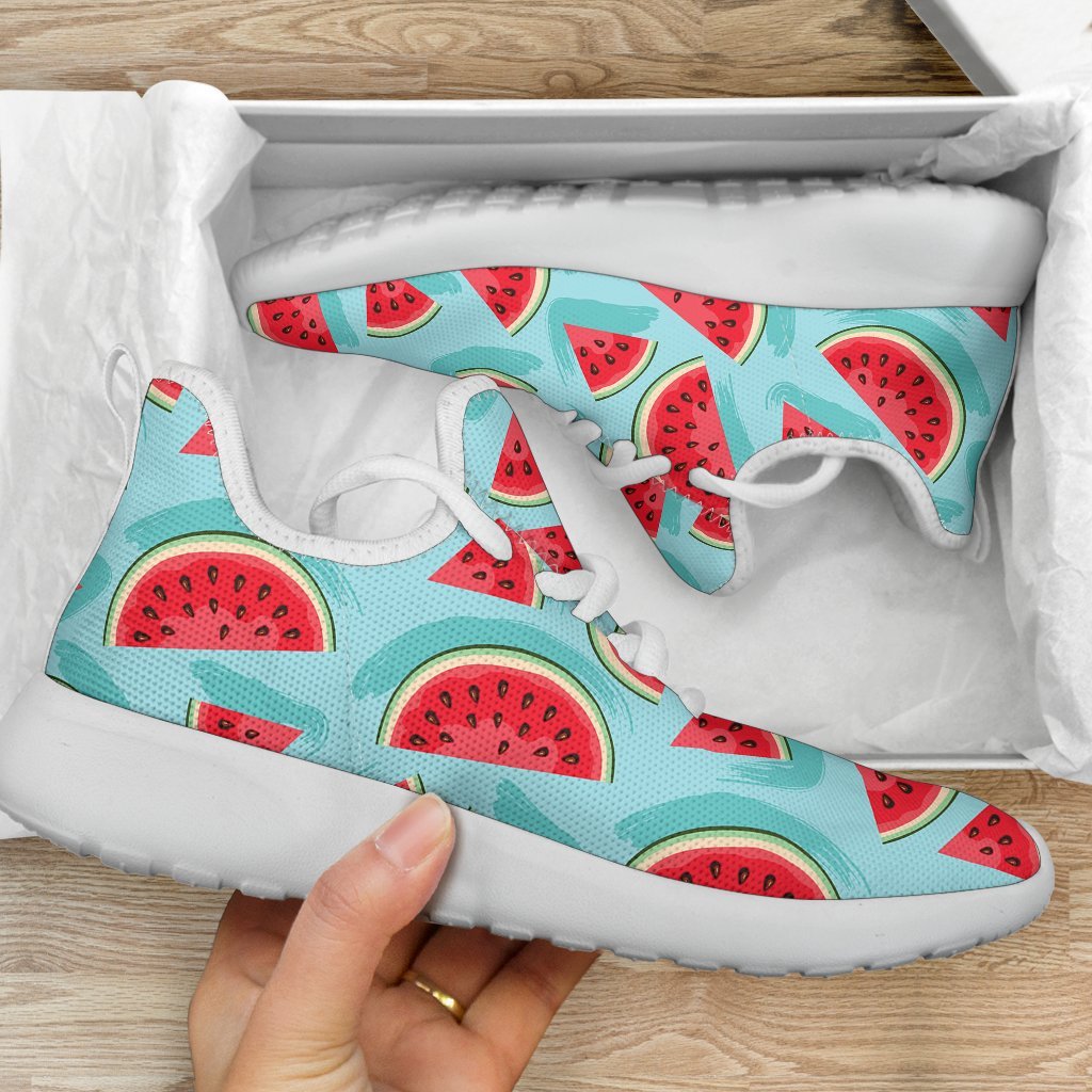 Blue Watermelon Pieces Pattern Print Mesh Knit Shoes GearFrost