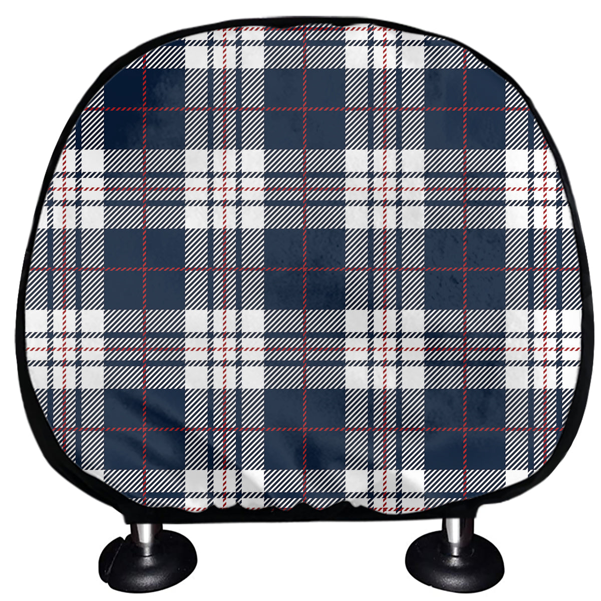 Blue White And Red Tartan Pattern Print Car Headrest Covers