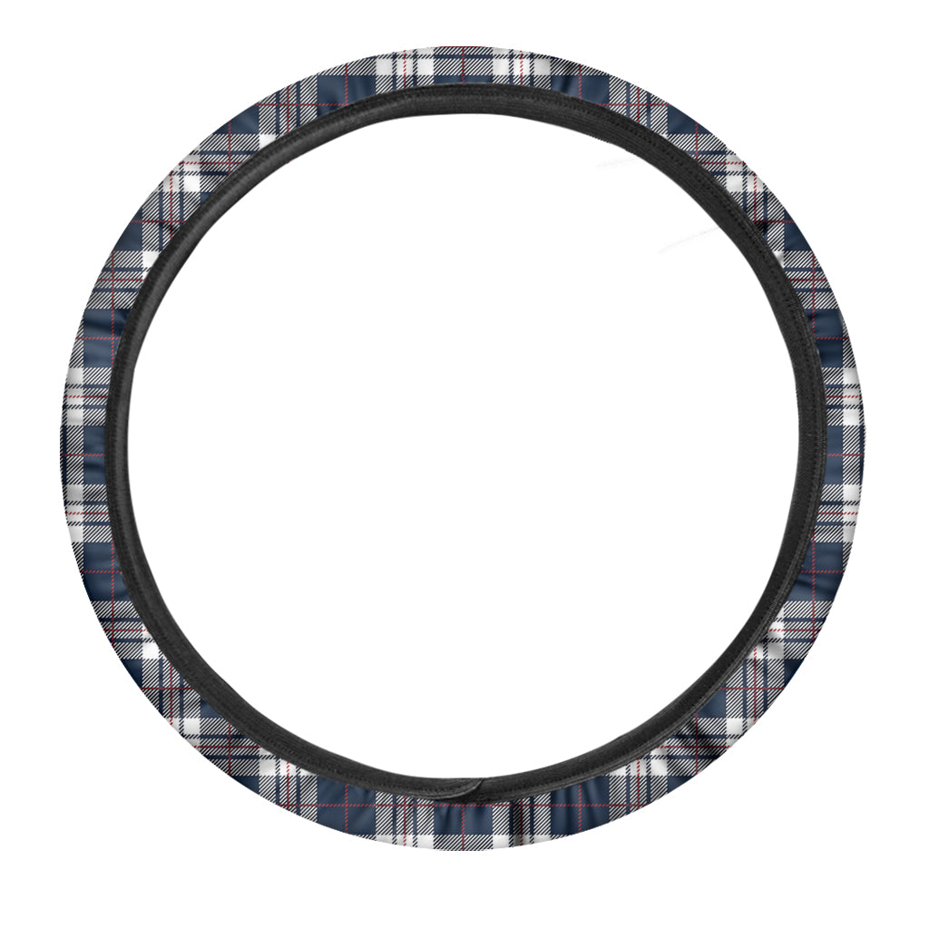 Blue White And Red Tartan Pattern Print Car Steering Wheel Cover