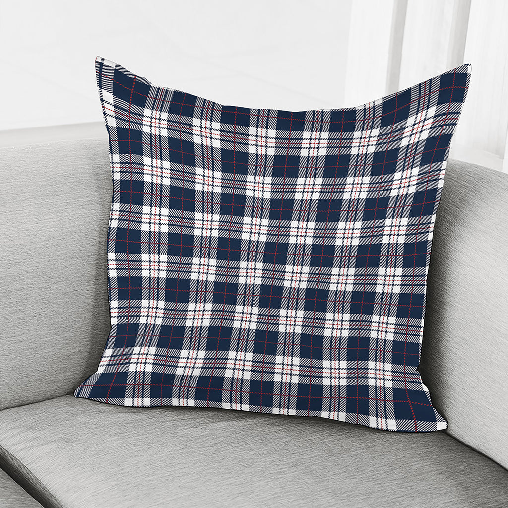 Blue White And Red Tartan Pattern Print Pillow Cover