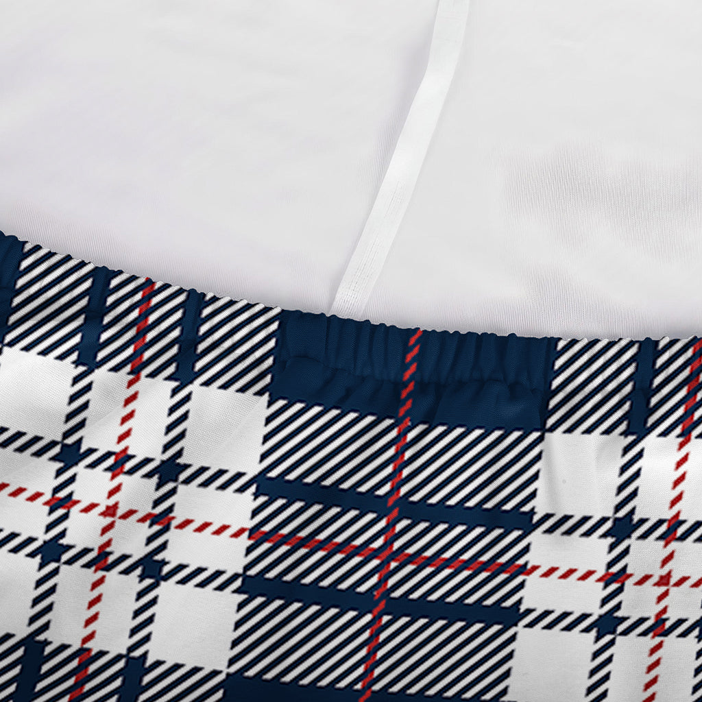 Blue White And Red Tartan Pattern Print Sofa Cover