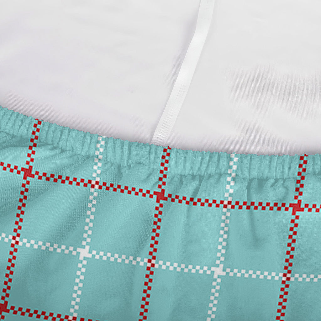 Blue White And Red Tattersall Print Sofa Cover