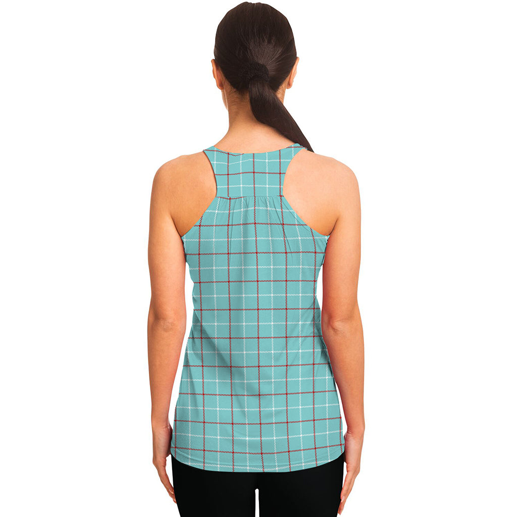 Blue White And Red Tattersall Print Women's Racerback Tank Top