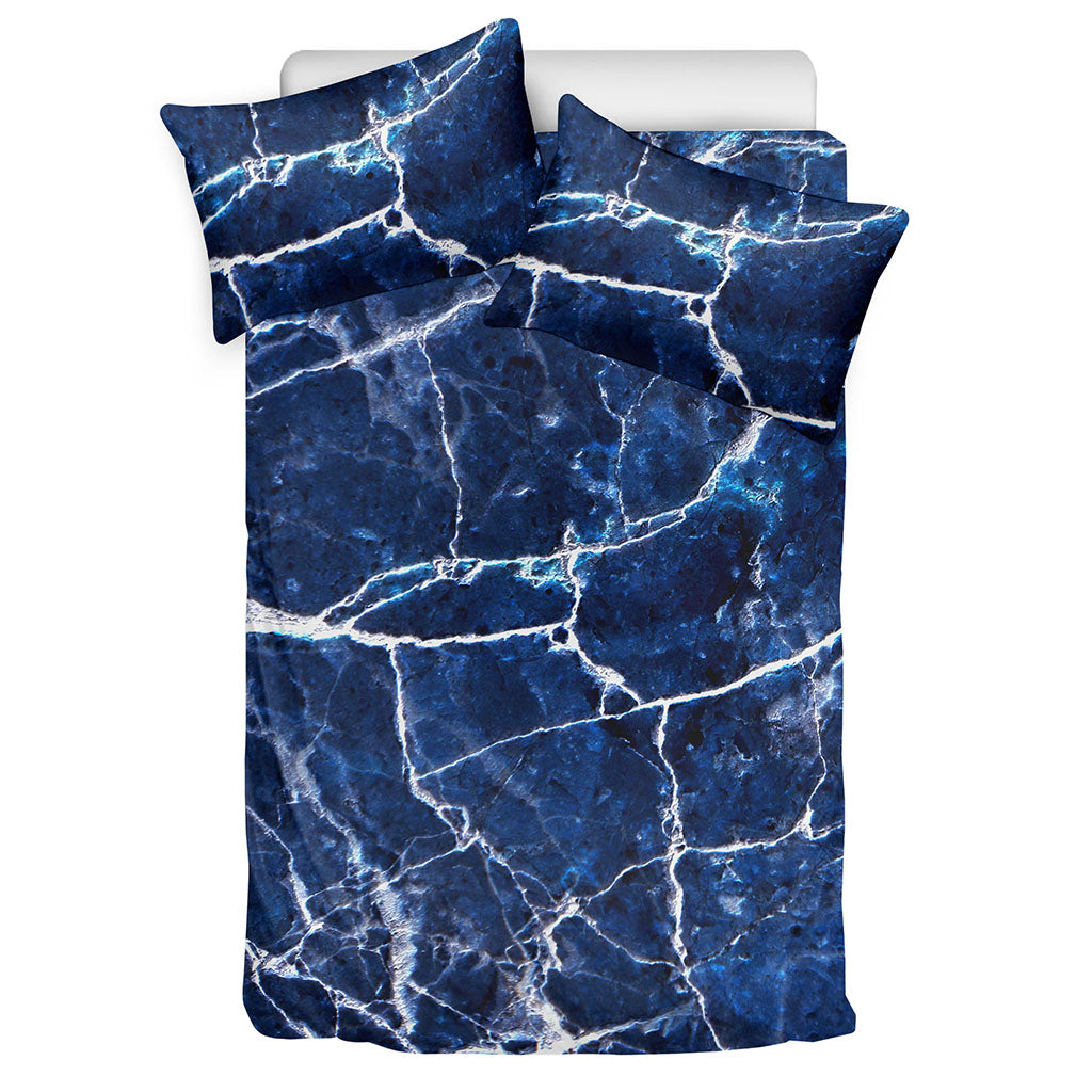 Blue White Marble Print Duvet Cover Bedding Set