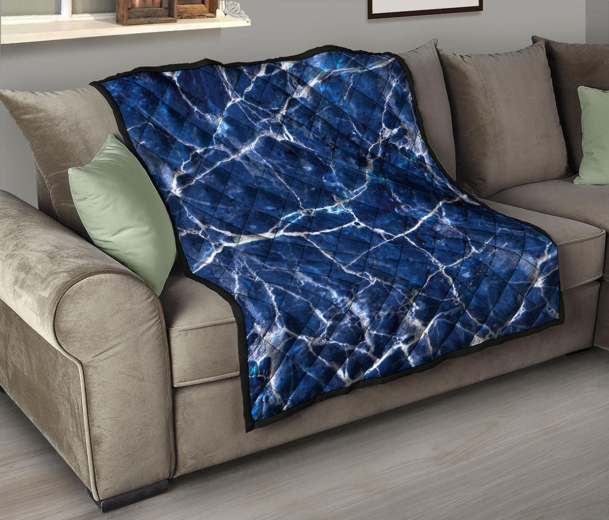 Blue White Marble Print Quilt