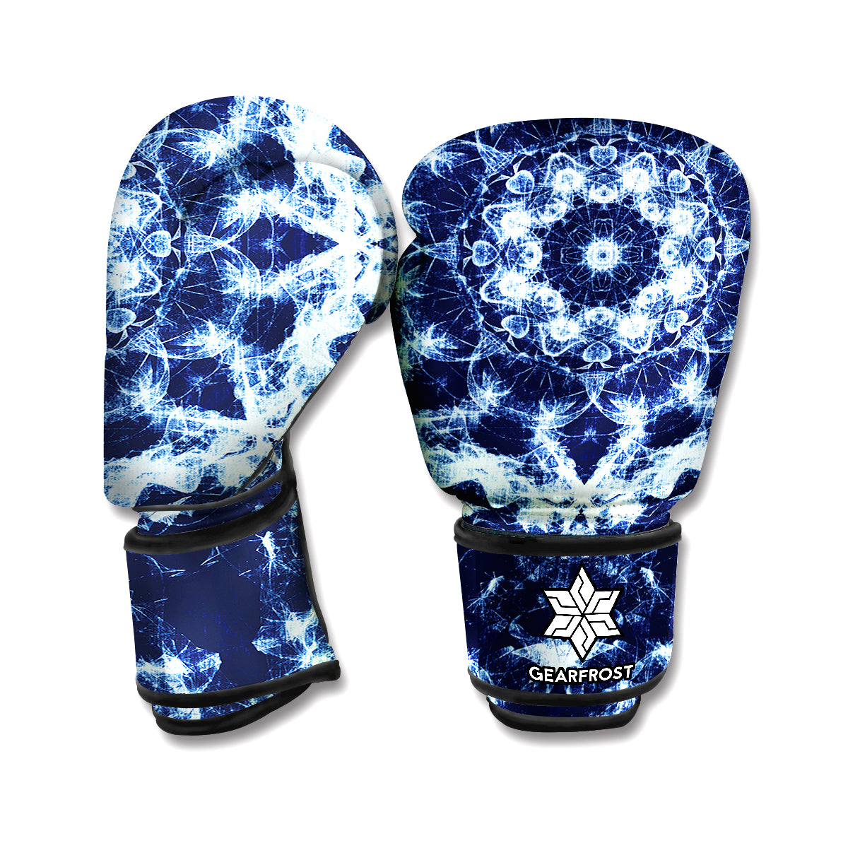 Blue Winter Mandala Print Boxing Gloves
