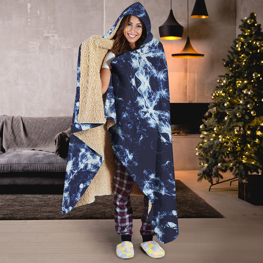 Blue Winter Mandala Print Hooded Blanket