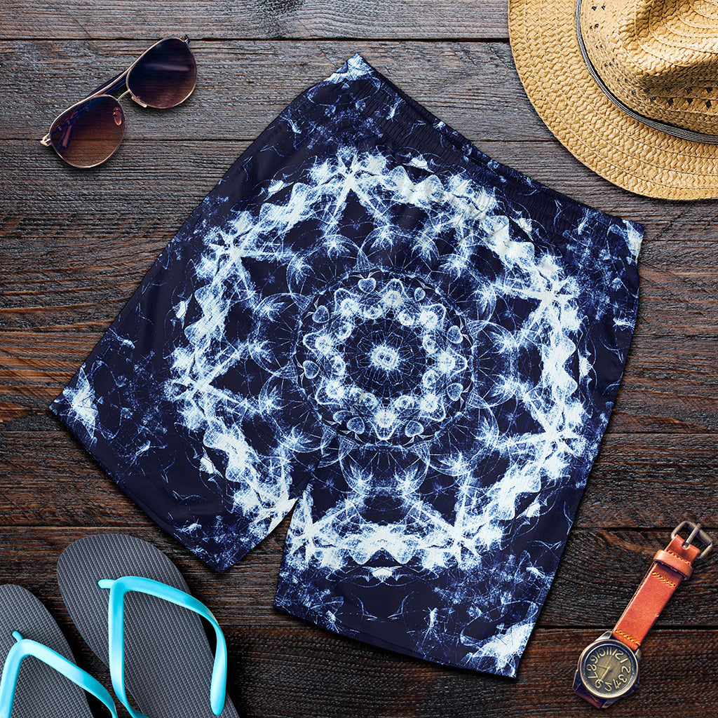 Blue Winter Mandala Print Men's Shorts