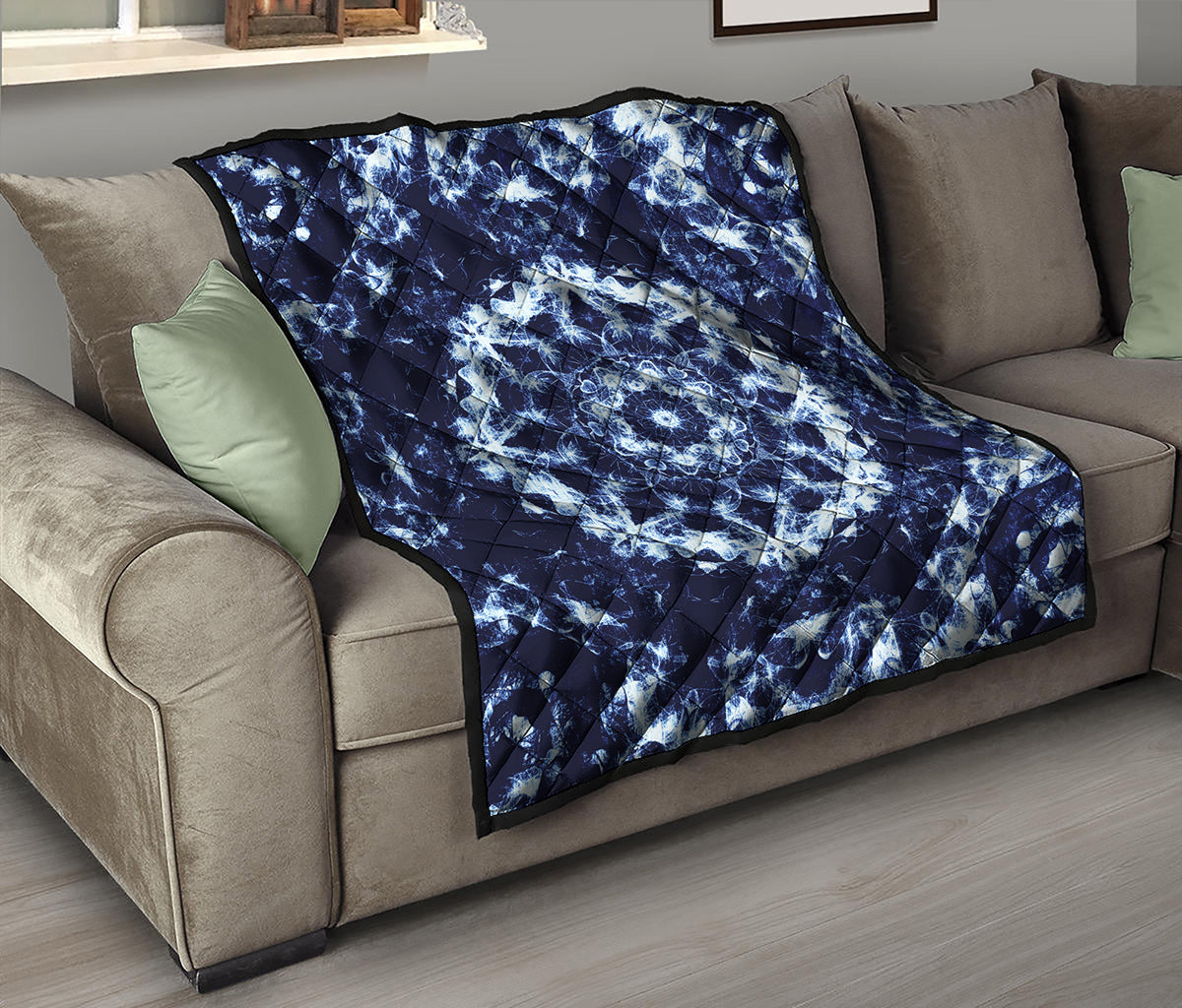 Blue Winter Mandala Print Quilt