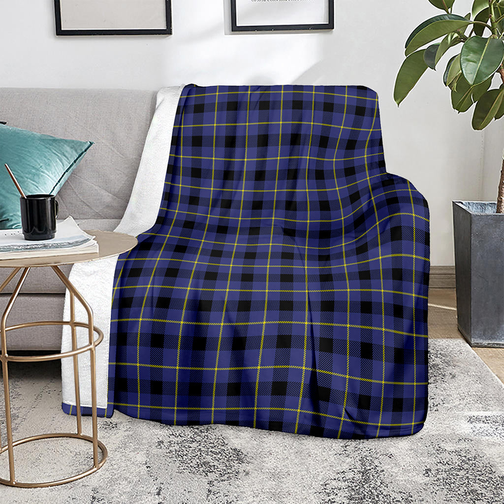 Blue Yellow And Black Plaid Print Blanket