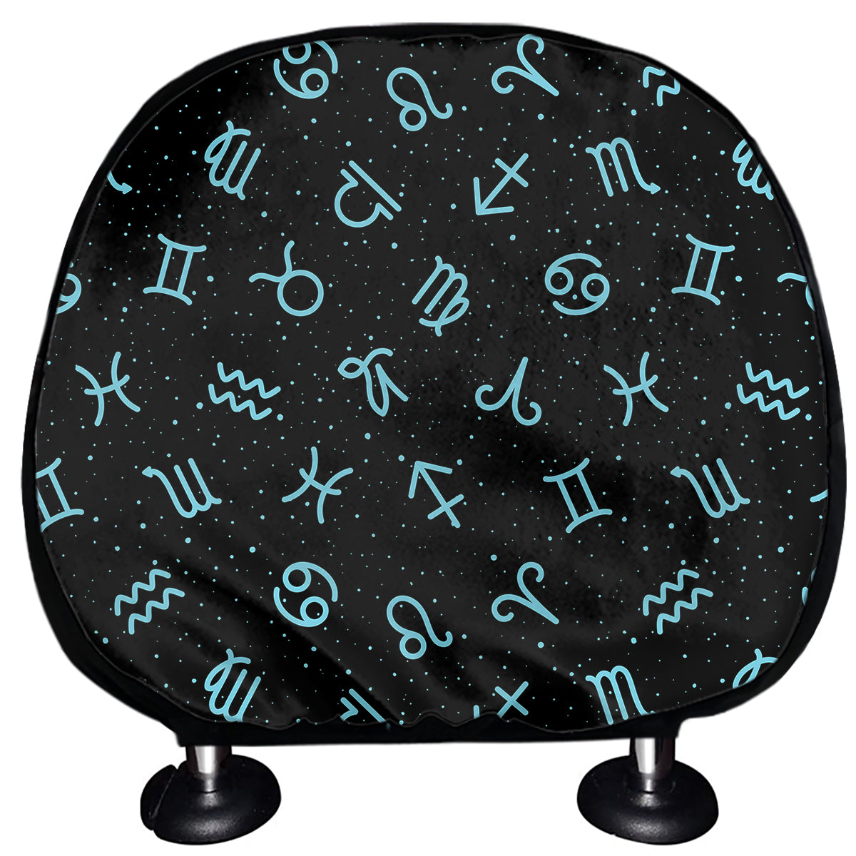 Blue Zodiac Symbols Pattern Print Car Headrest Covers