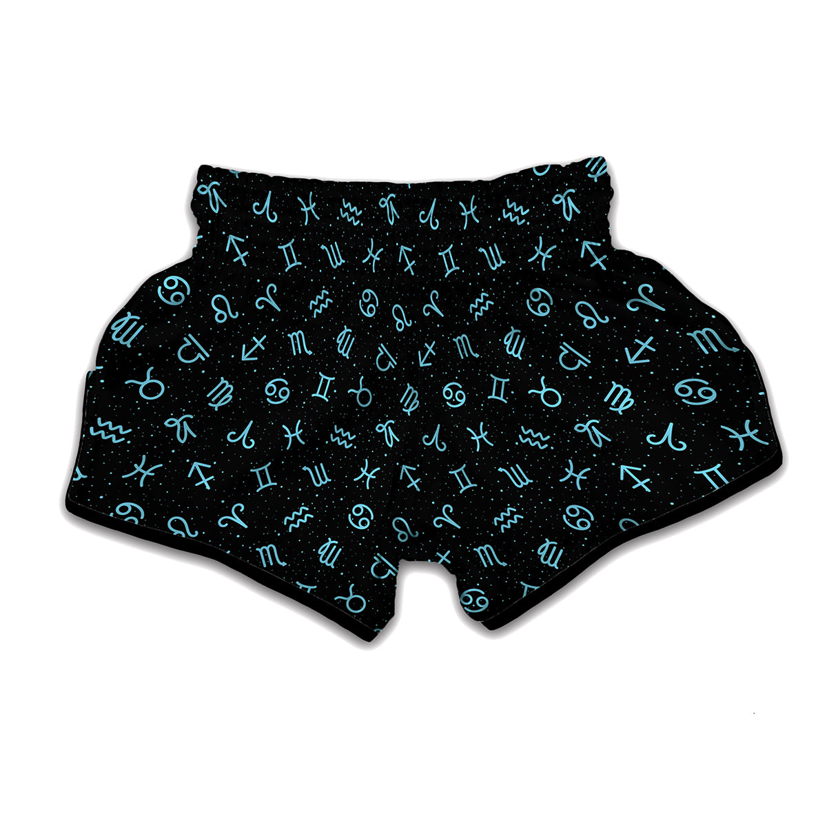 Blue Zodiac Symbols Pattern Print Muay Thai Boxing Shorts