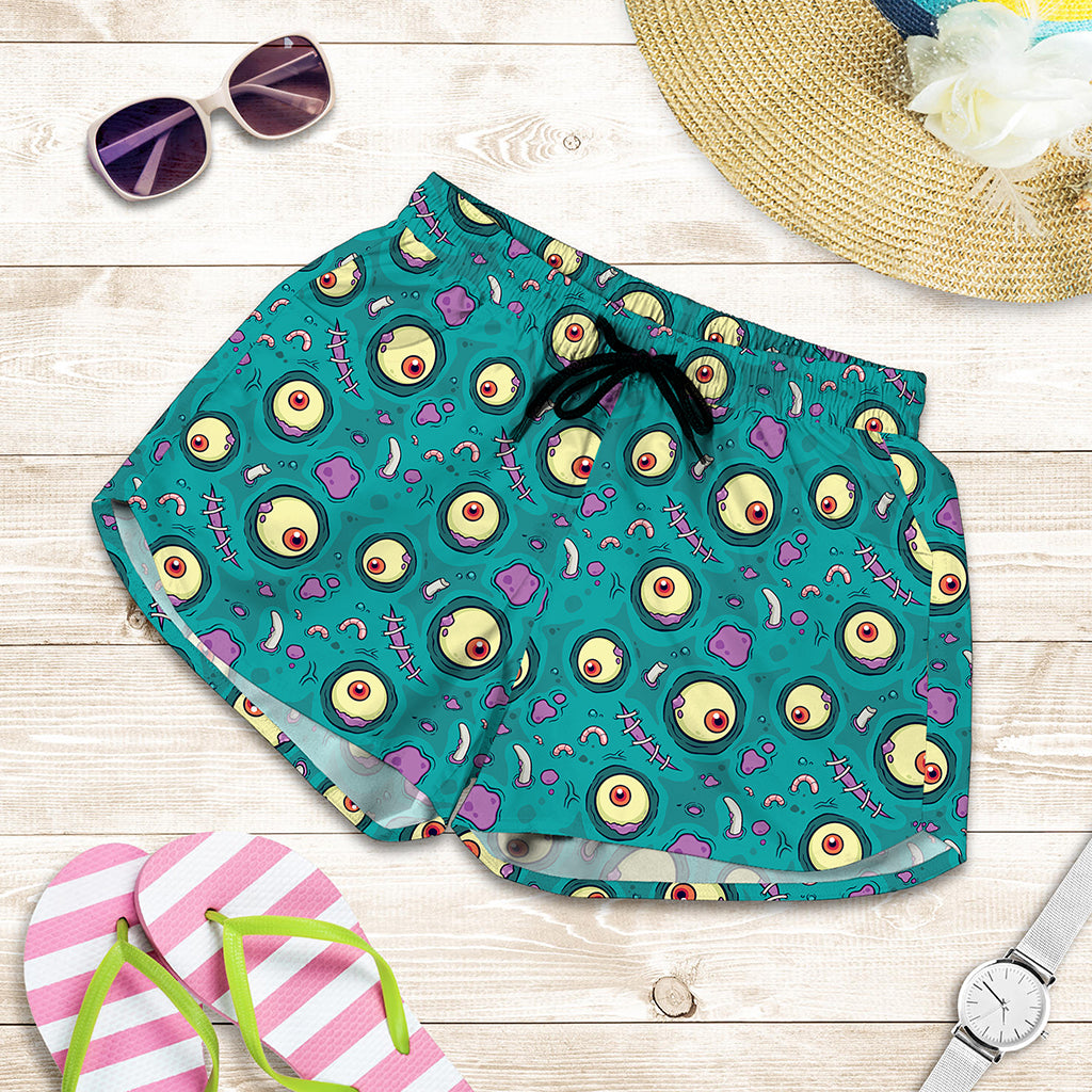 Blue Zombie Pattern Print Women's Shorts