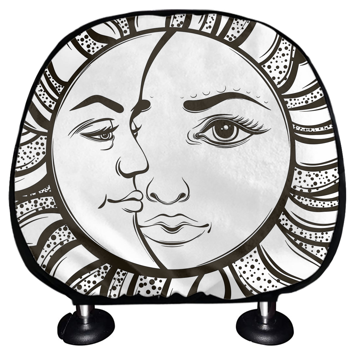 Bohemian Celestial Sun And Moon Print Car Headrest Covers