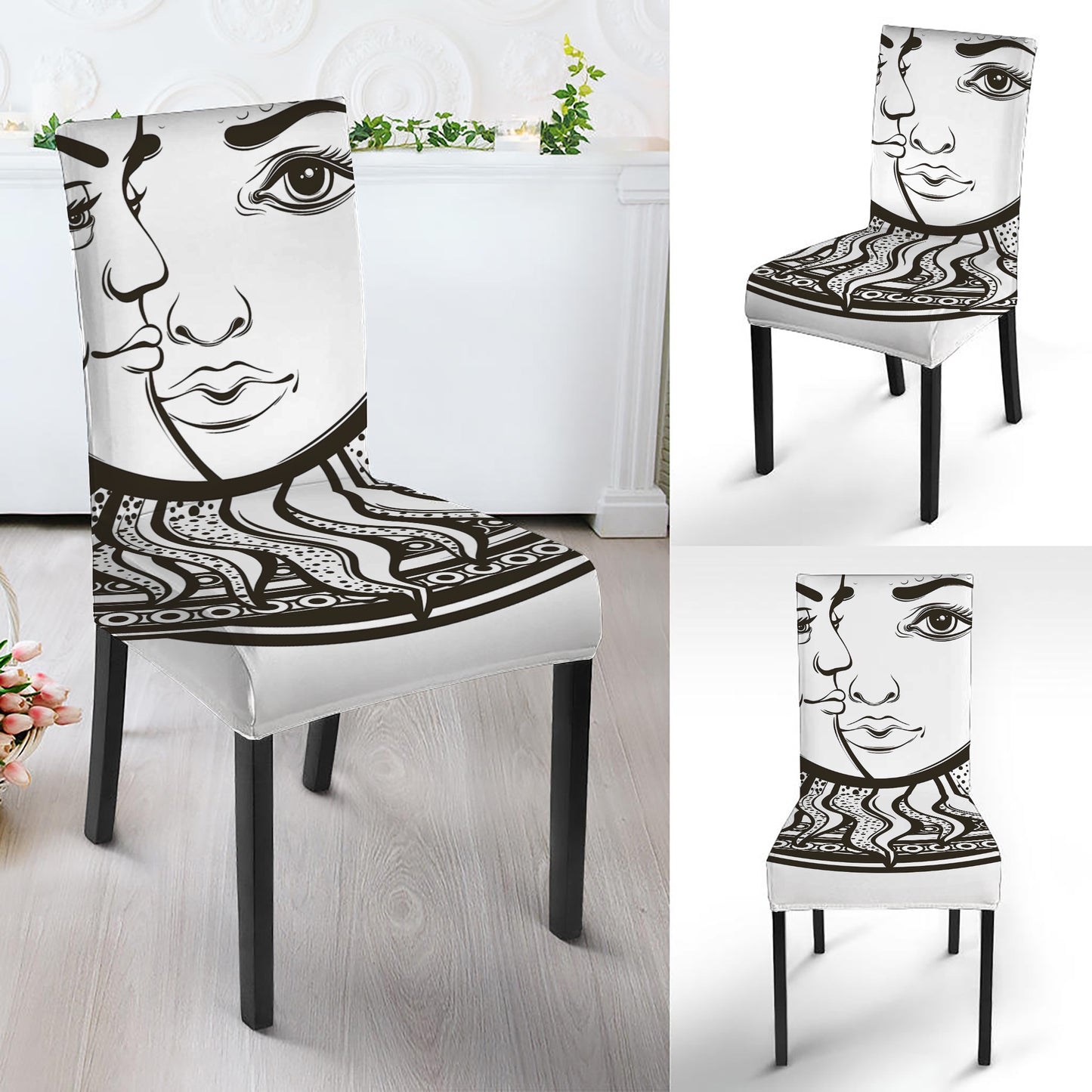 Bohemian Celestial Sun And Moon Print Dining Chair Slipcover